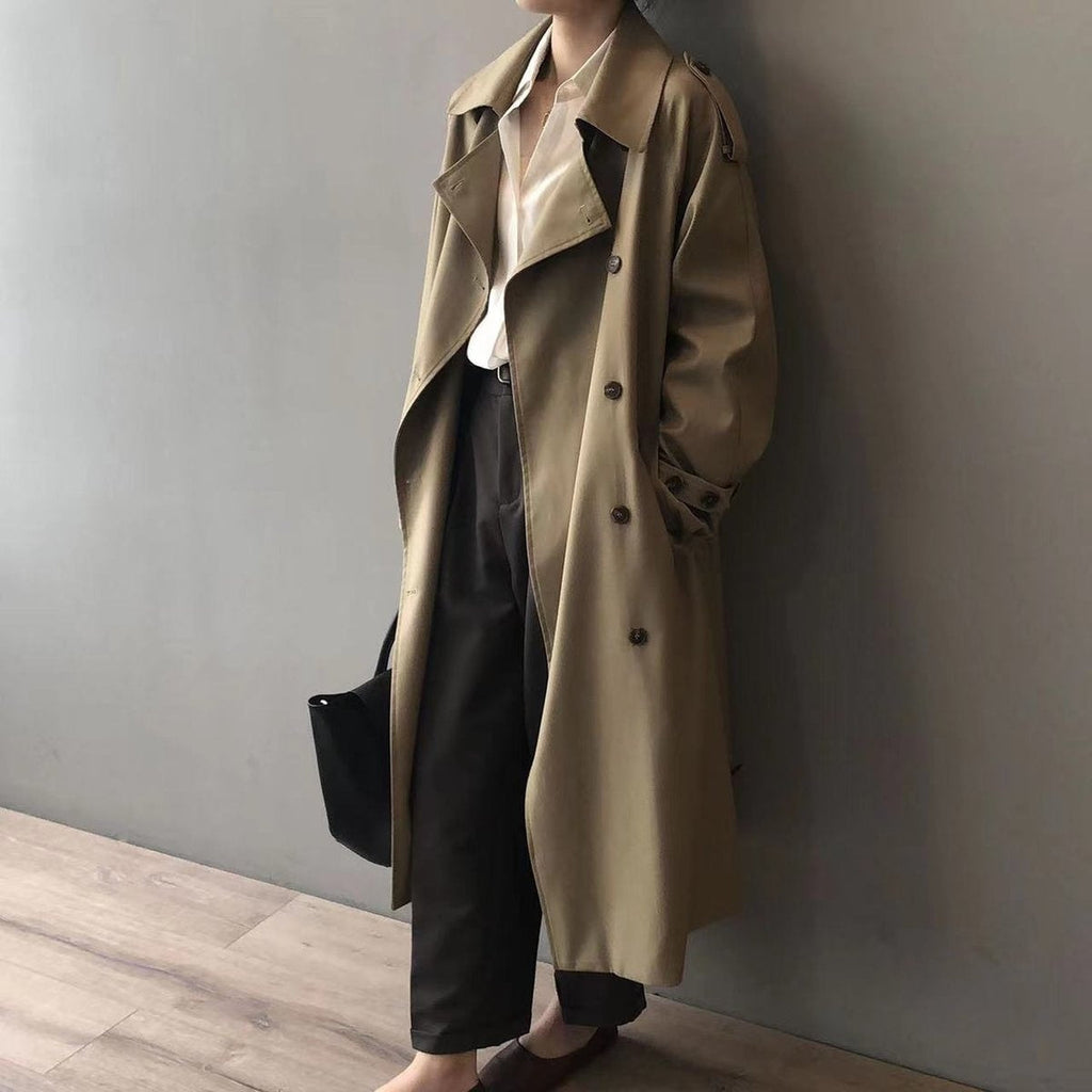 Iratxe | Gabardina Larga Mujer Doble Botonadura Impermeable