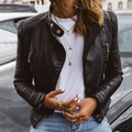 Olivia | Cazadora Biker de Cuero Mujer Manga Acolchada