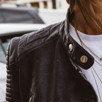 Olivia | Cazadora Biker de Cuero Mujer Manga Acolchada