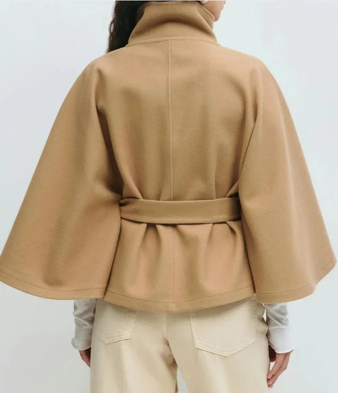 Ángela | Capa de Paño con Cinturón Mujer Cuello Alto