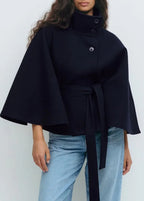 Ángela | Capa de Paño con Cinturón Mujer Cuello Alto