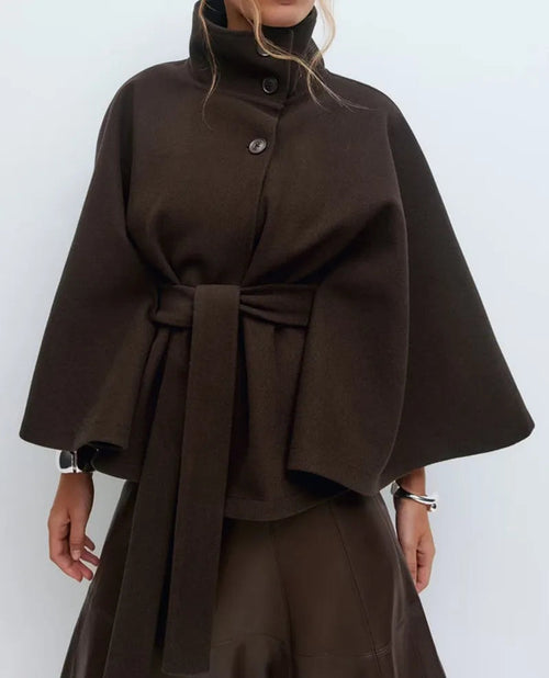 Ángela | Capa de Paño con Cinturón Mujer Cuello Alto