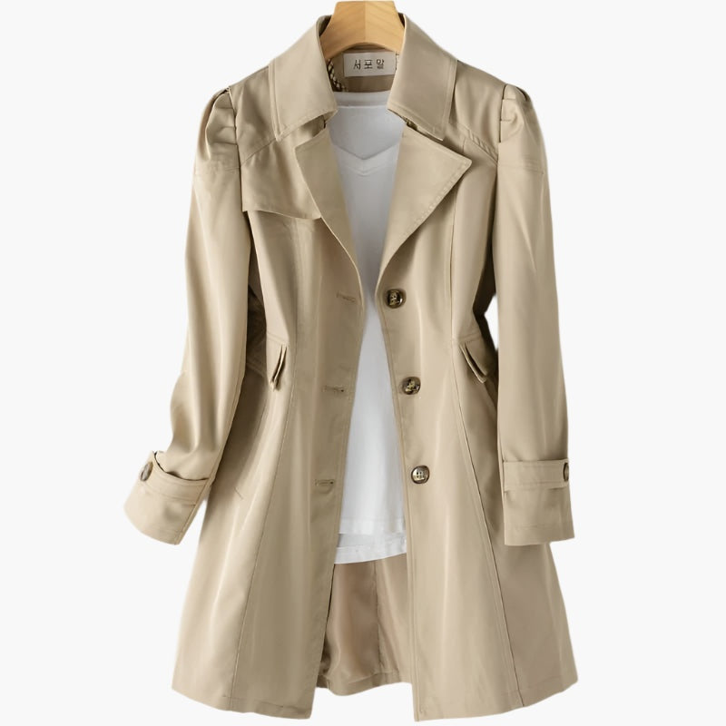 Manuela | Trench Coat Largo Mujer Botones Solapa