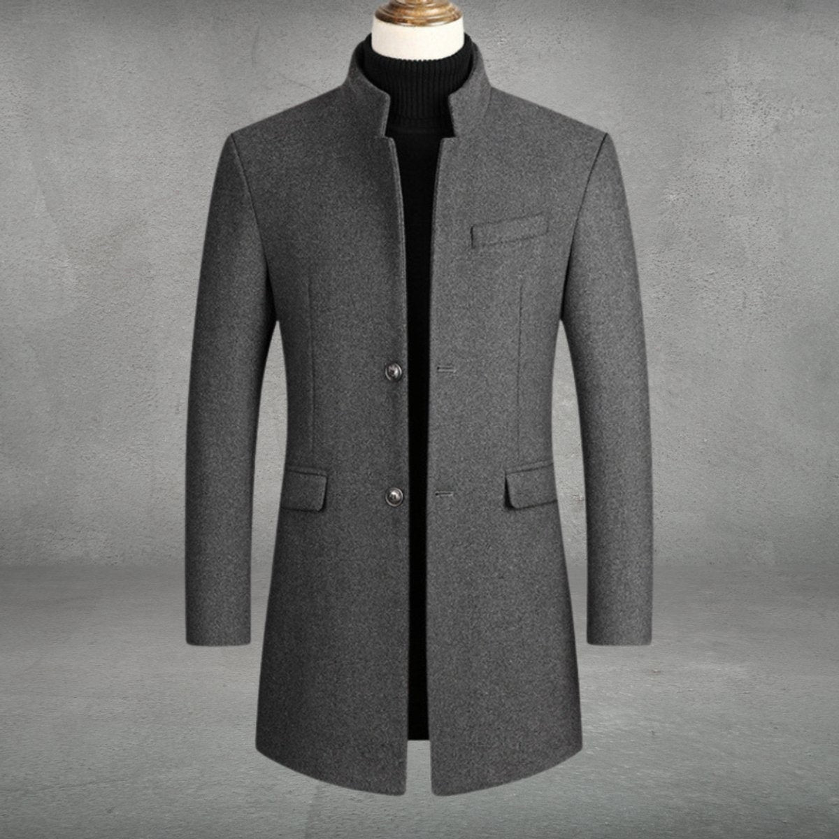 Bautista | Abrigo de Paño Slim Fit Hombre Cuello Mao