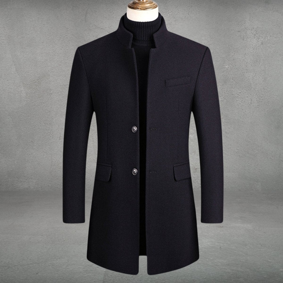 Bautista | Abrigo de Paño Slim Fit Hombre Cuello Mao