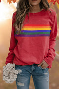 Raquel | Sudadera Oversize Mujer Estampado Rayas Arcoíris