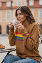 Raquel | Sudadera Oversize Mujer Estampado Rayas Arcoíris