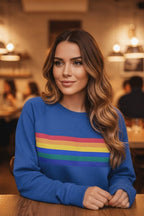 Raquel | Sudadera Oversize Mujer Estampado Rayas Arcoíris