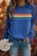 Raquel | Sudadera Oversize Mujer Estampado Rayas Arcoíris